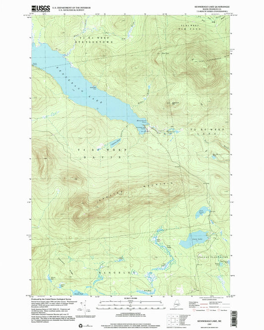 Classic USGS Kennebago Lake Maine 7.5'x7.5' Topo Map Image