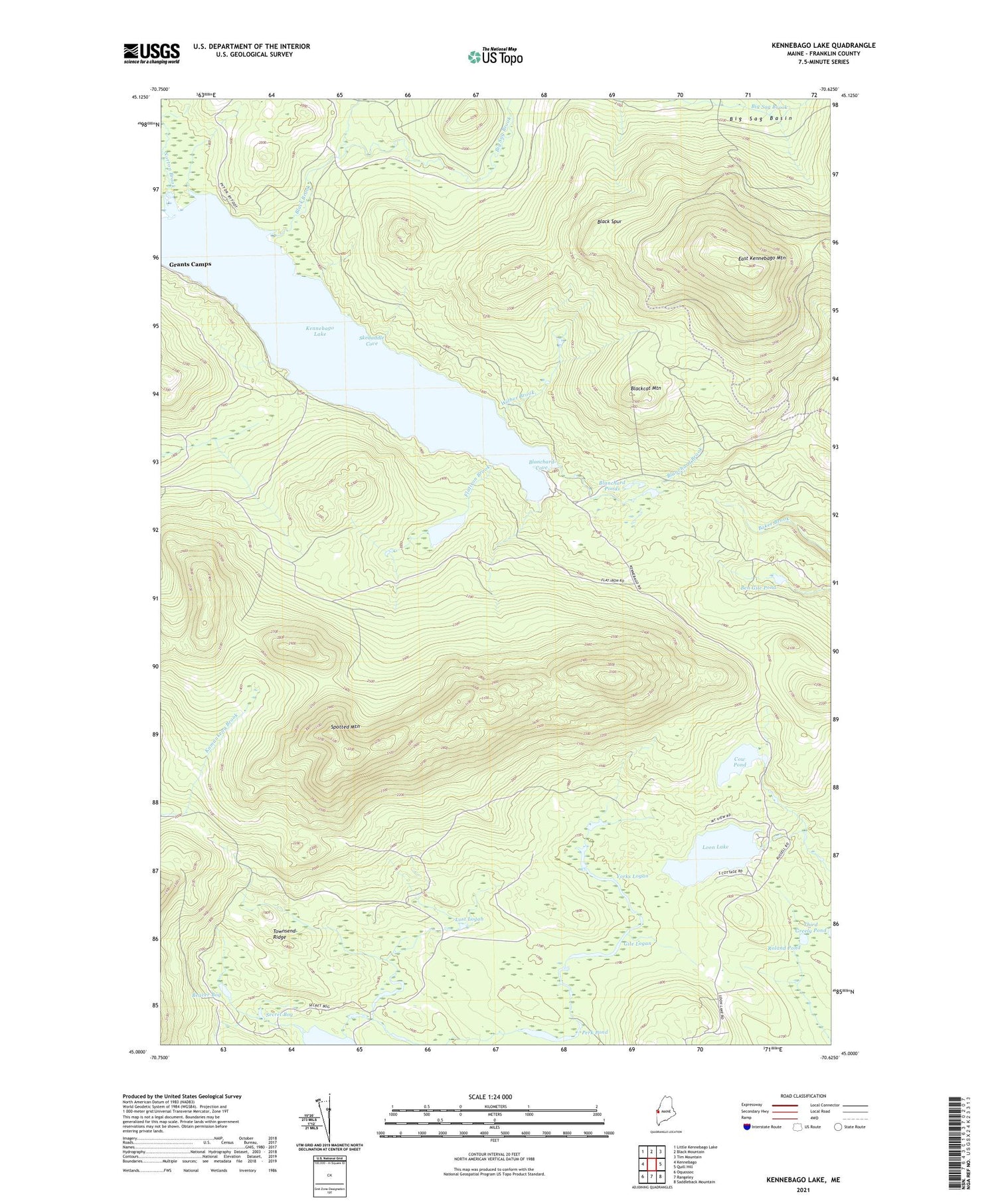 Kennebago Lake Maine US Topo Map Image