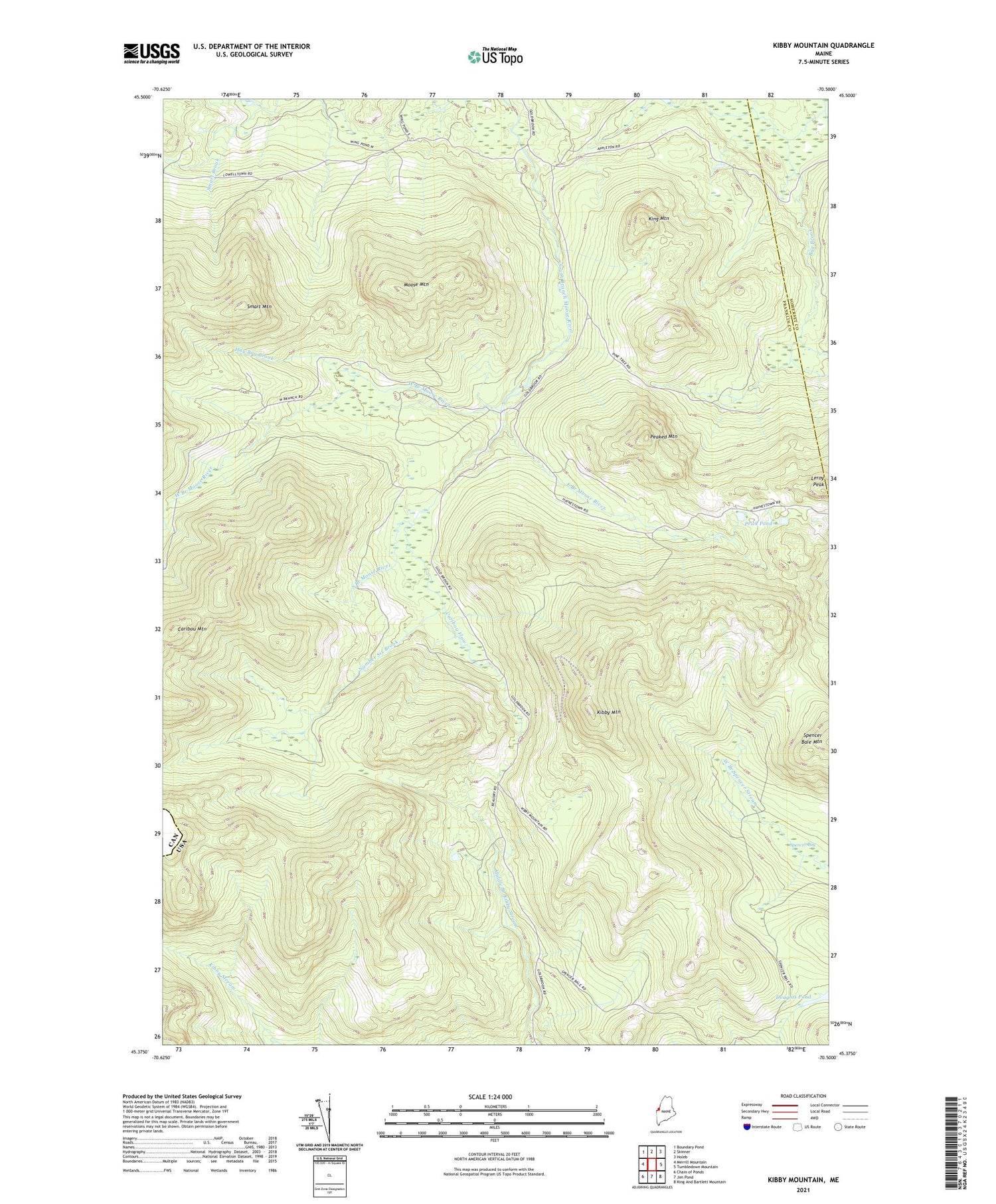 Kibby Mountain Maine US Topo Map Image