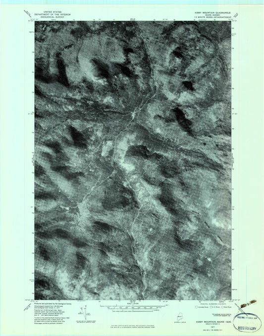 Classic USGS Kibby Mountain Maine 7.5'x7.5' Topo Map Image