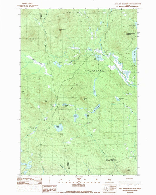 Classic USGS King And Bartlett Mountain Maine 7.5'x7.5' Topo Map Image