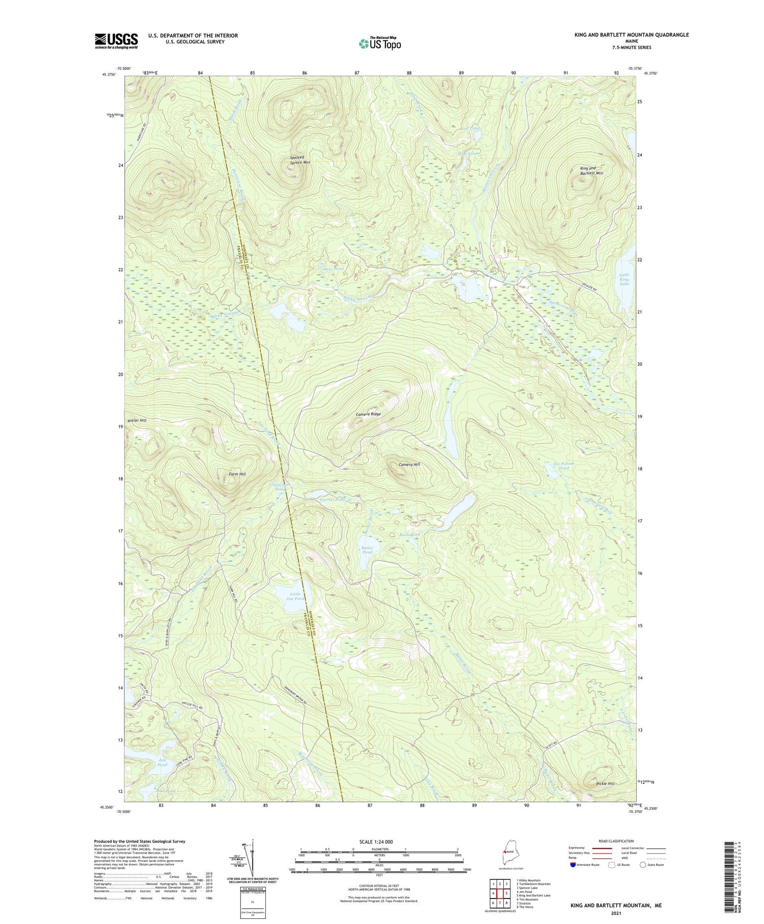 King And Bartlett Mountain Maine US Topo Map Image