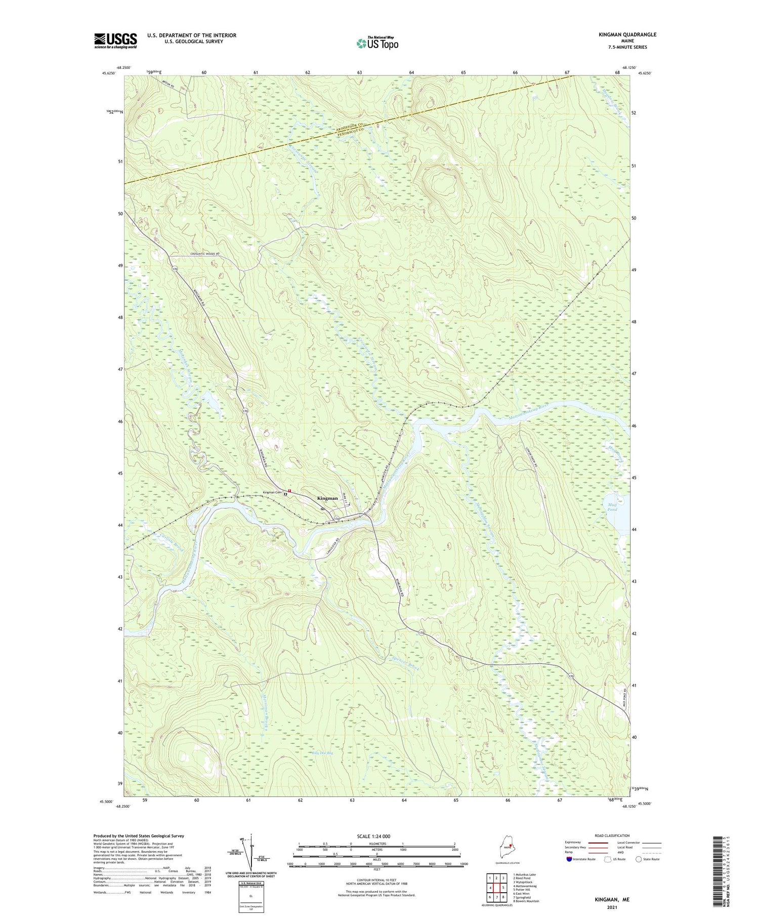 Kingman Maine US Topo Map Image