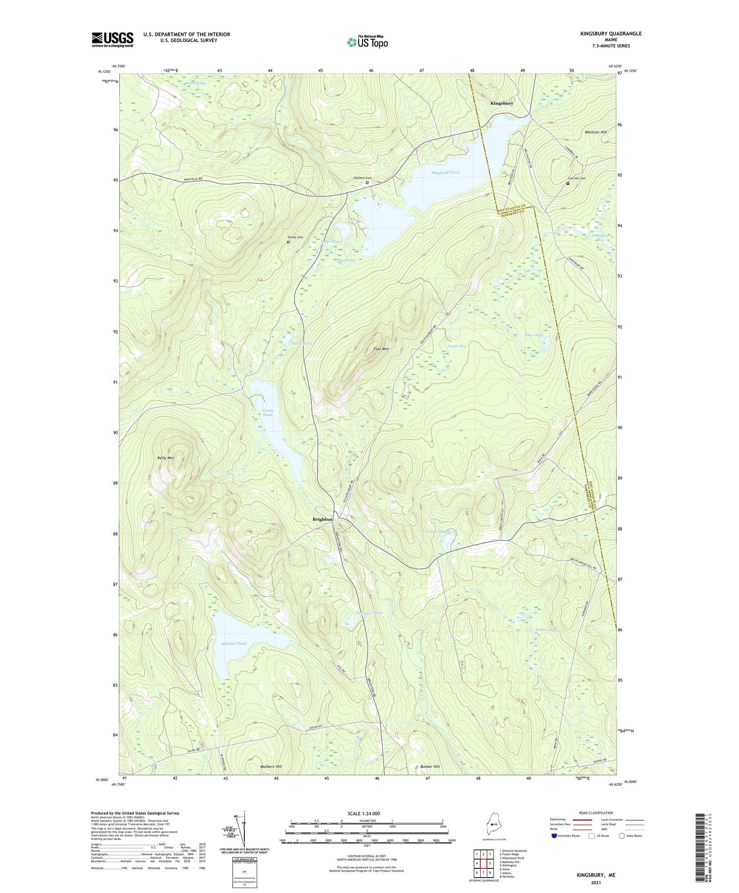 Kingsbury Maine US Topo Map Image