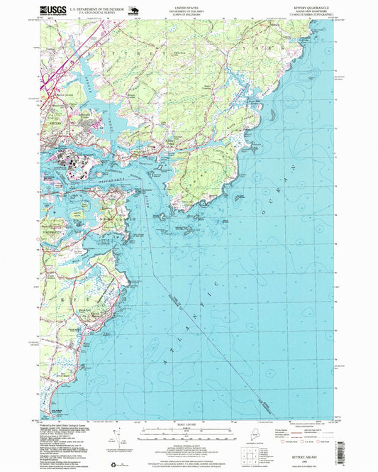 Classic USGS Kittery Maine 7.5'x7.5' Topo Map Image