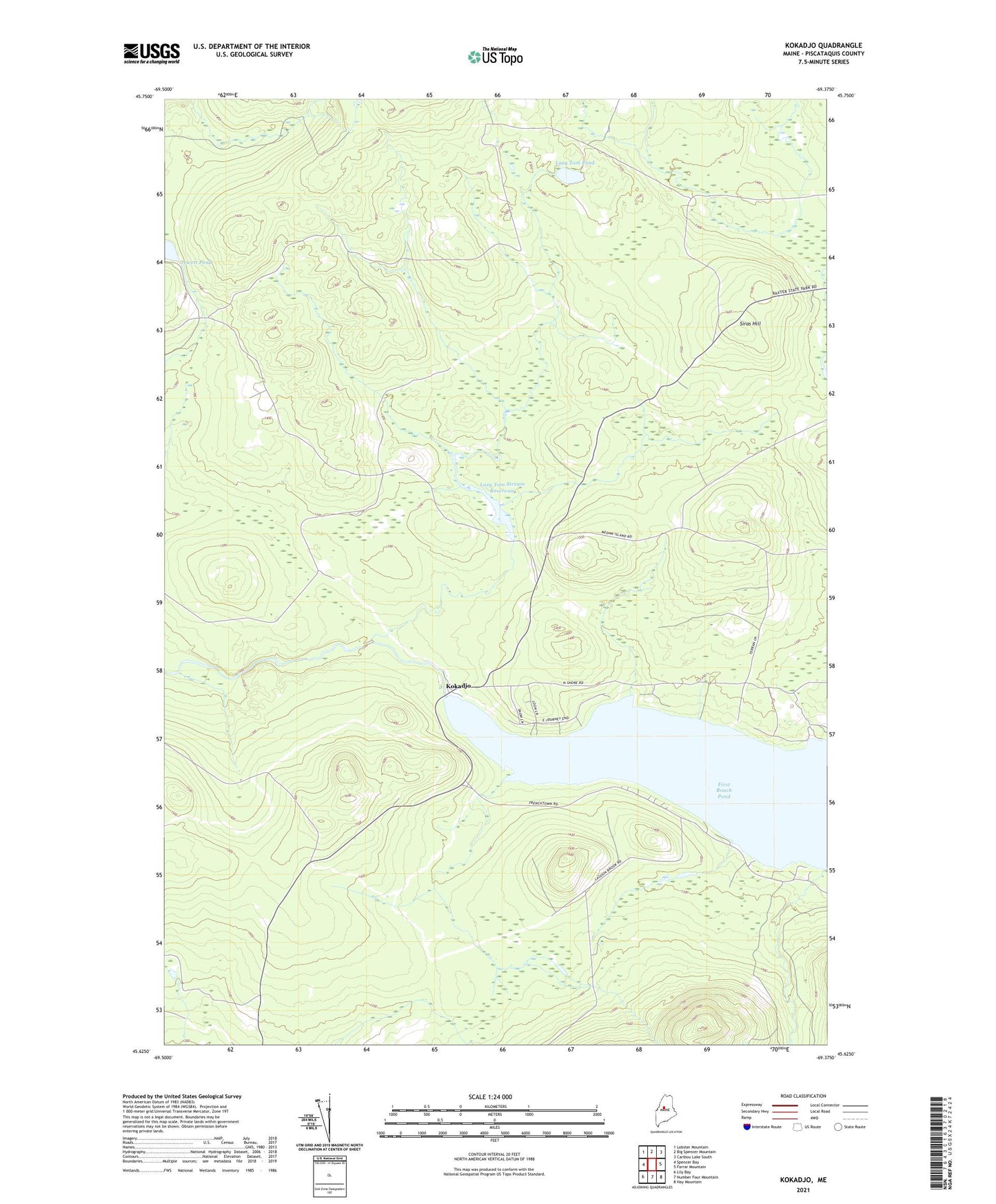 Kokadjo Maine US Topo Map Image