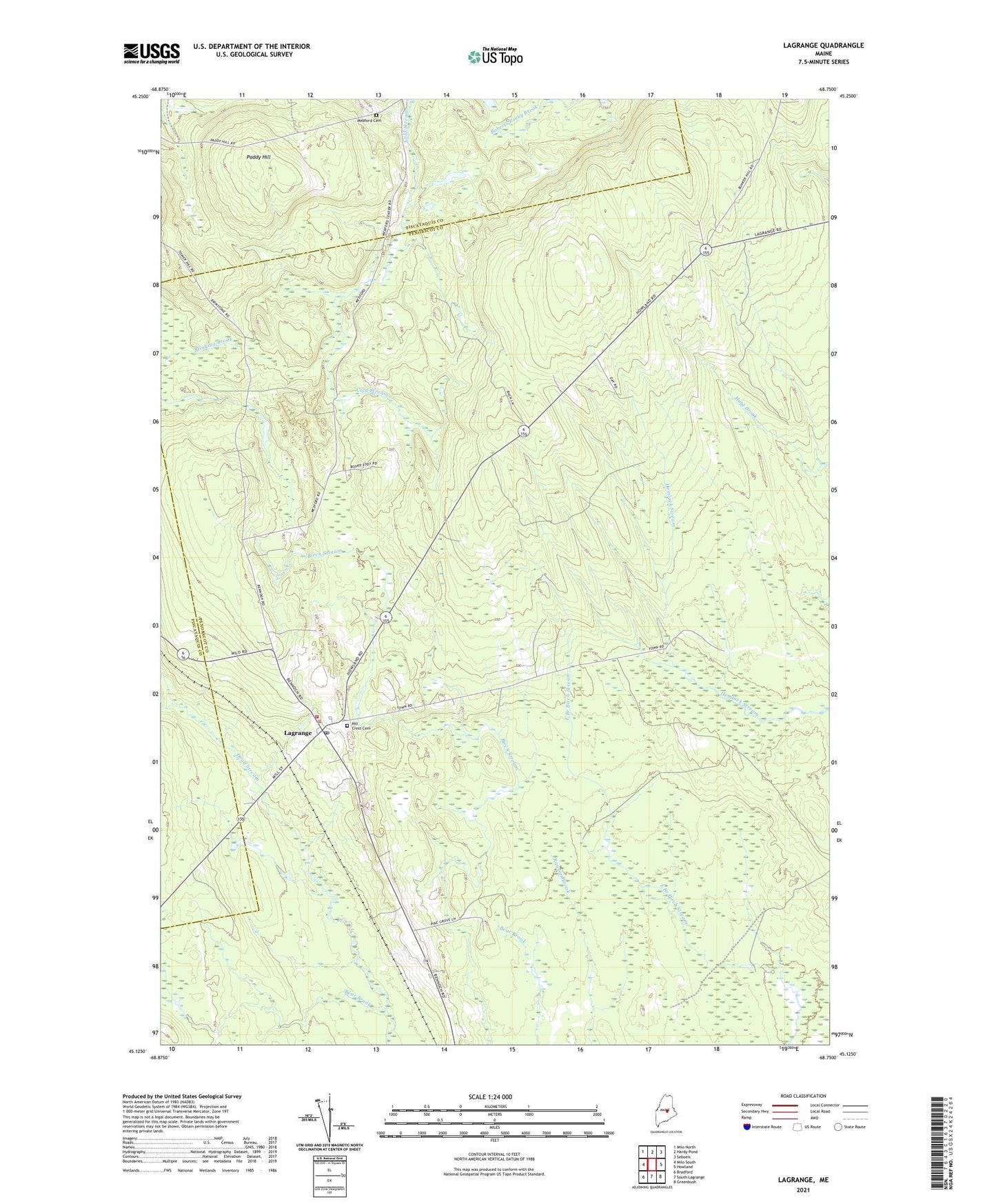Lagrange Maine US Topo Map Image
