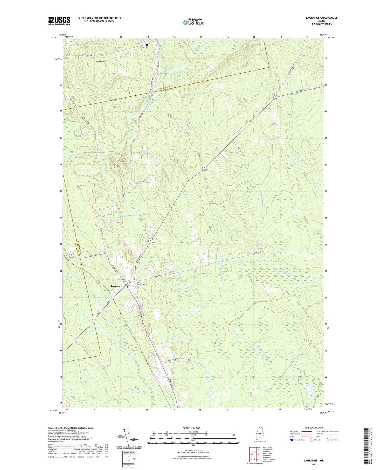 Lagrange Maine US Topo Map Image