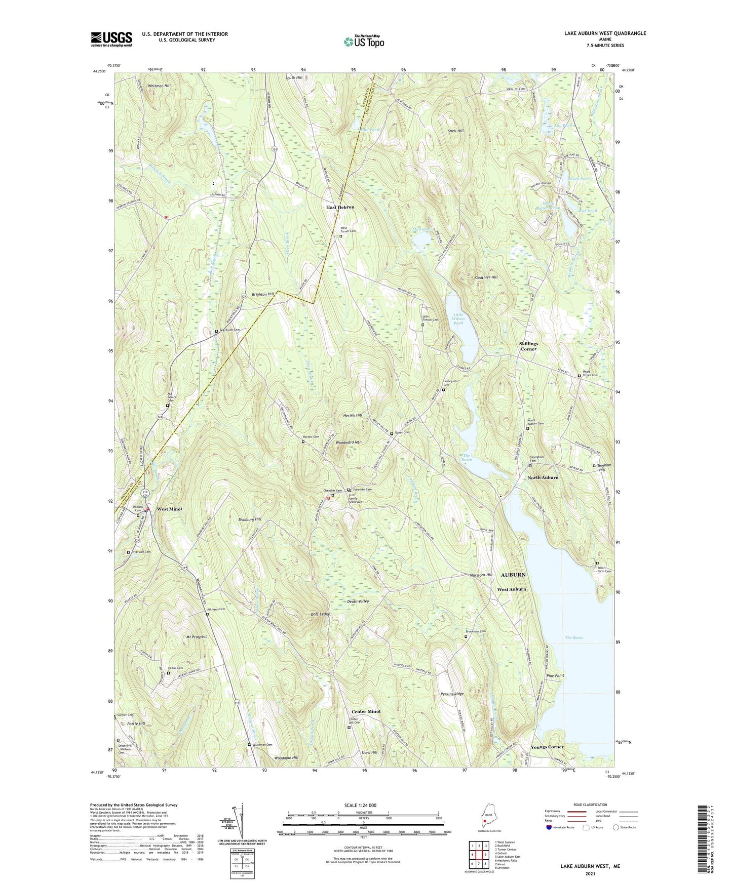 Lake Auburn West Maine US Topo Map Image