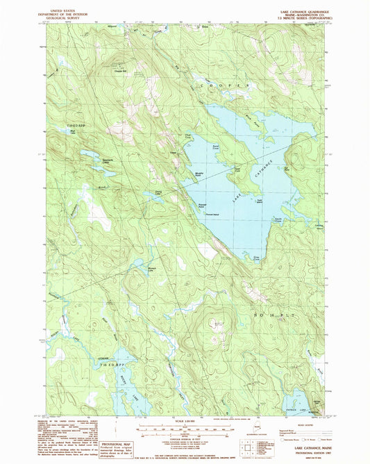 Classic USGS Lake Cathance Maine 7.5'x7.5' Topo Map Image