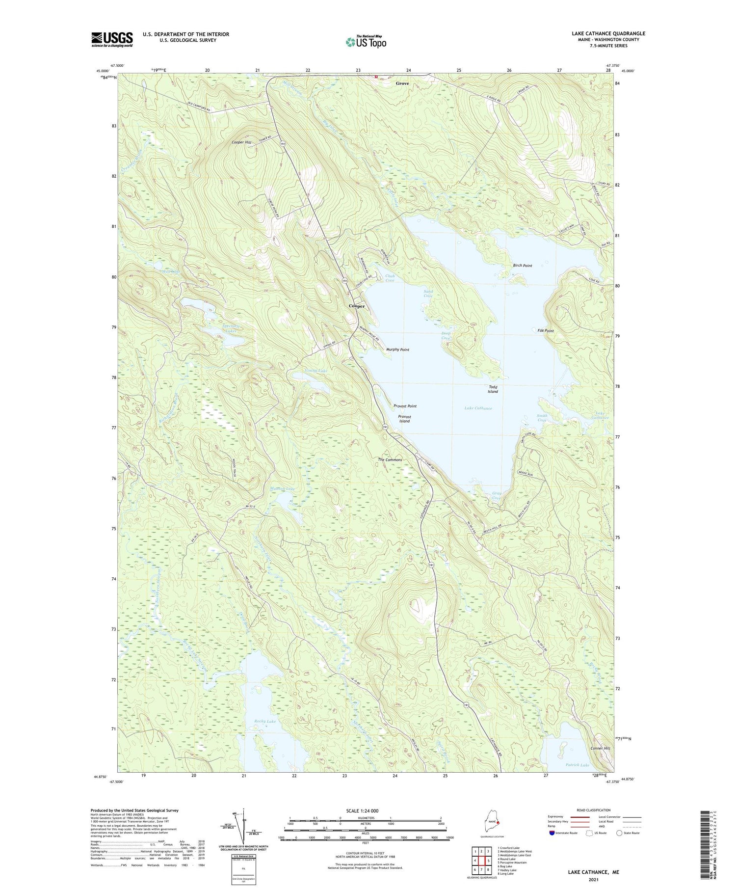 Lake Cathance Maine US Topo Map Image
