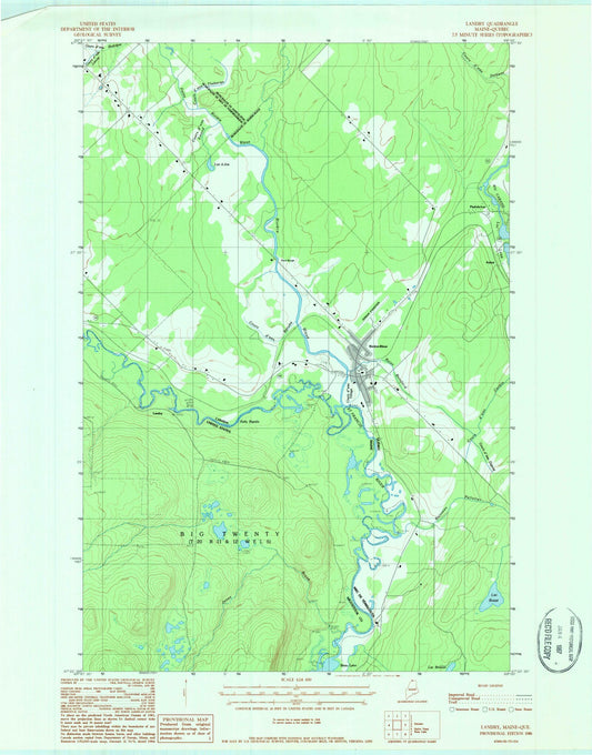 Classic USGS Landry Maine 7.5'x7.5' Topo Map Image
