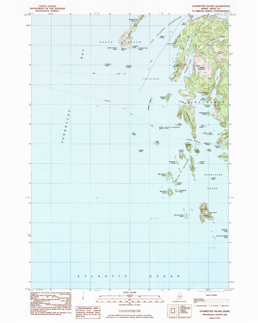 Classic USGS Leadbetter Island Maine 7.5'x7.5' Topo Map Image