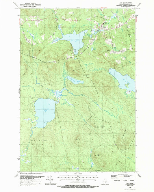 Classic USGS Lee Maine 7.5'x7.5' Topo Map Image