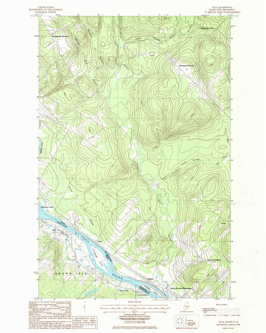 Classic USGS Lille Maine 7.5'x7.5' Topo Map Image