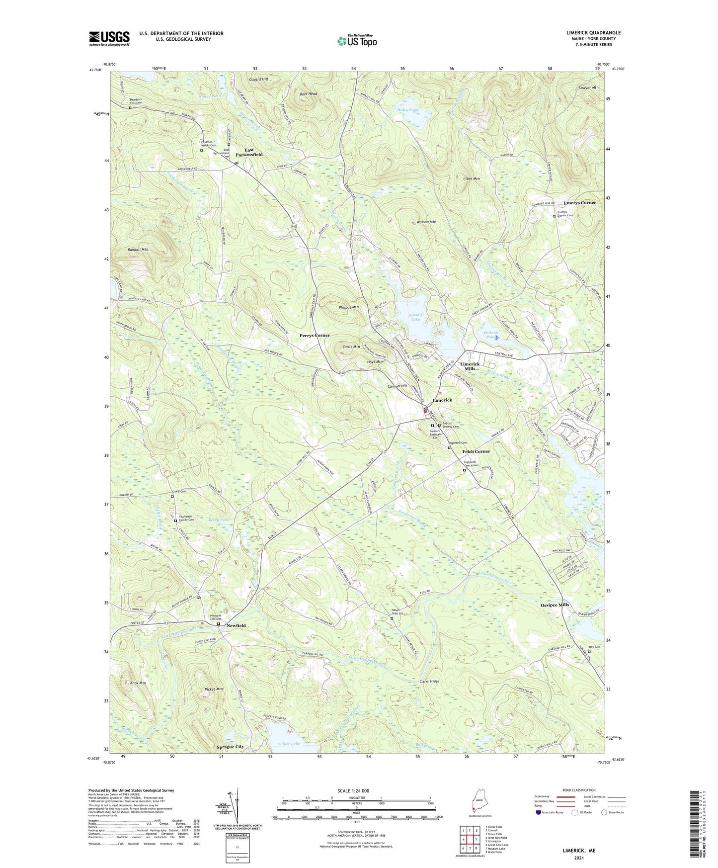 Limerick Maine US Topo Map Image