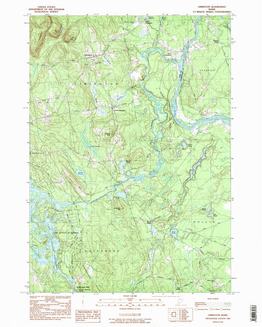 Classic USGS Limington Maine 7.5'x7.5' Topo Map Image