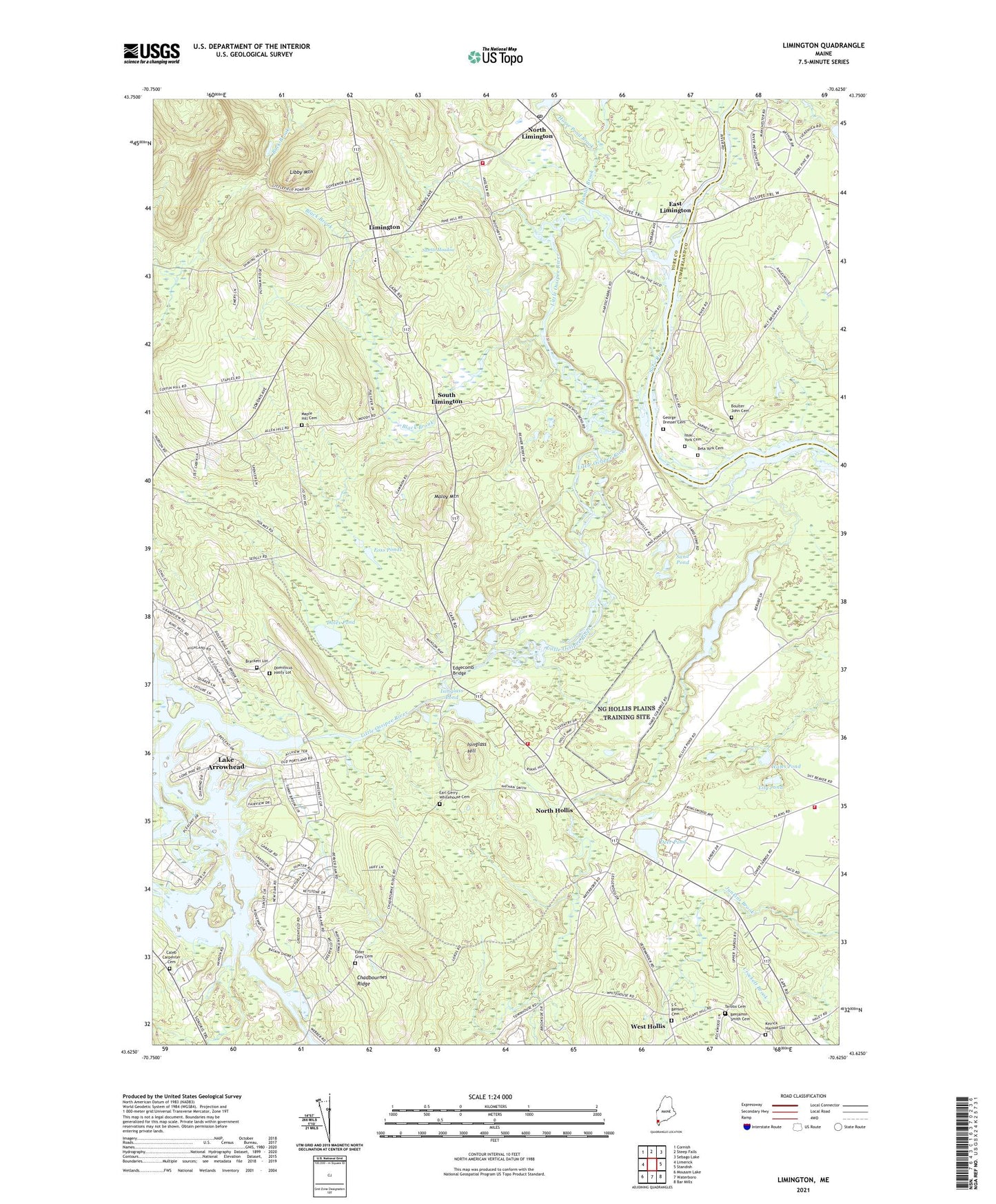 Limington Maine US Topo Map Image