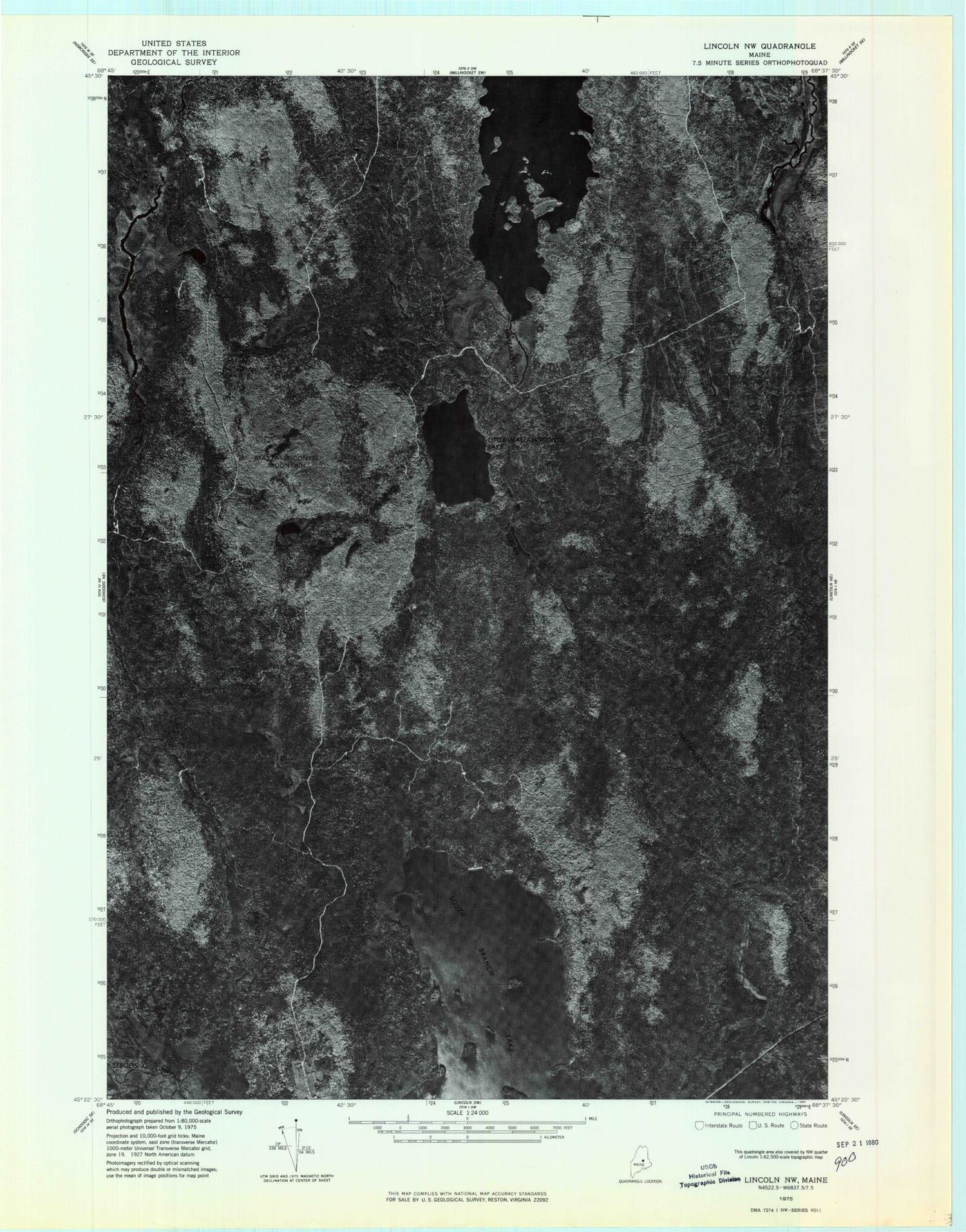 Classic USGS Mattamiscontis Mountain Maine 7.5'x7.5' Topo Map Image