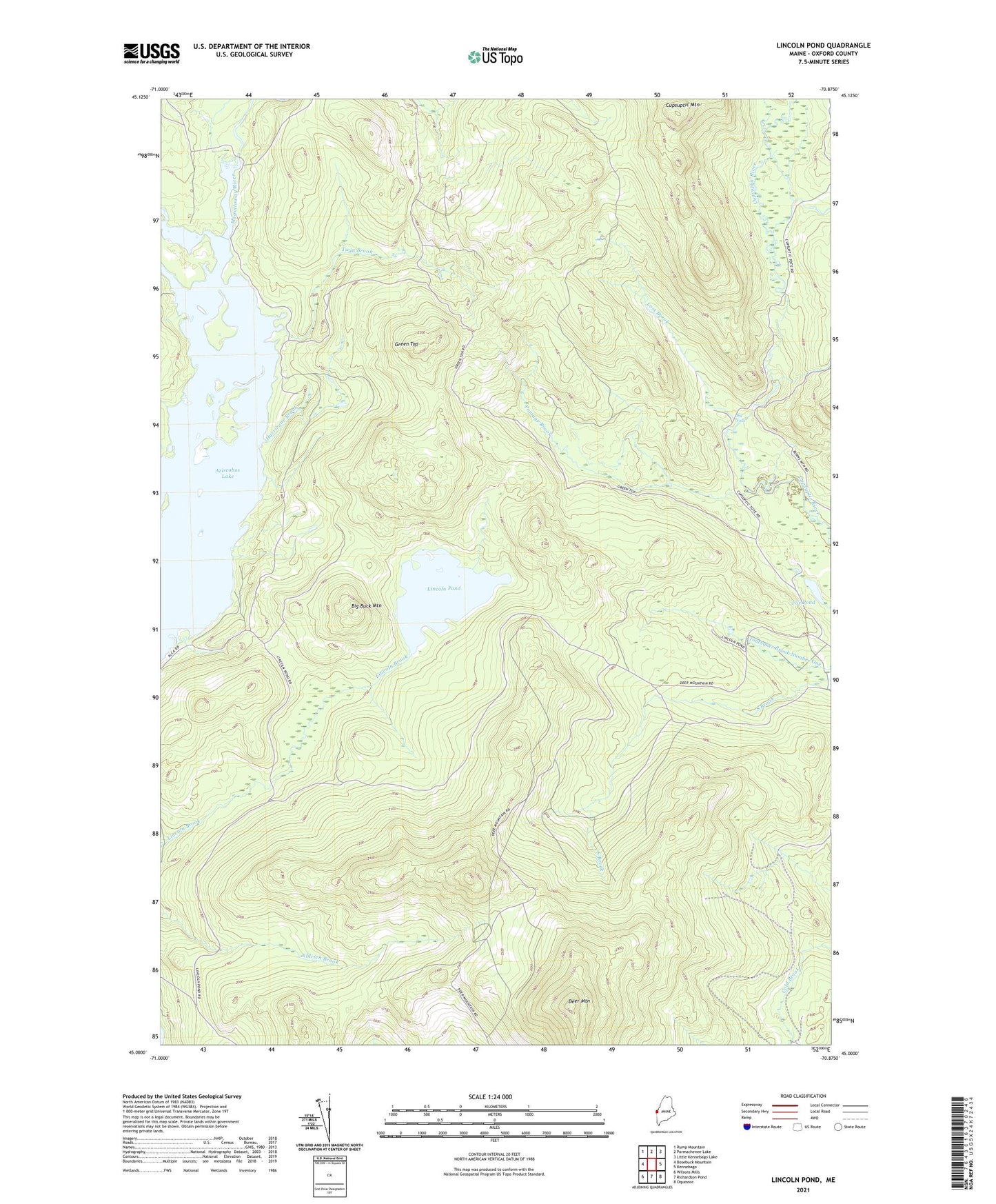 Lincoln Pond Maine US Topo Map Image