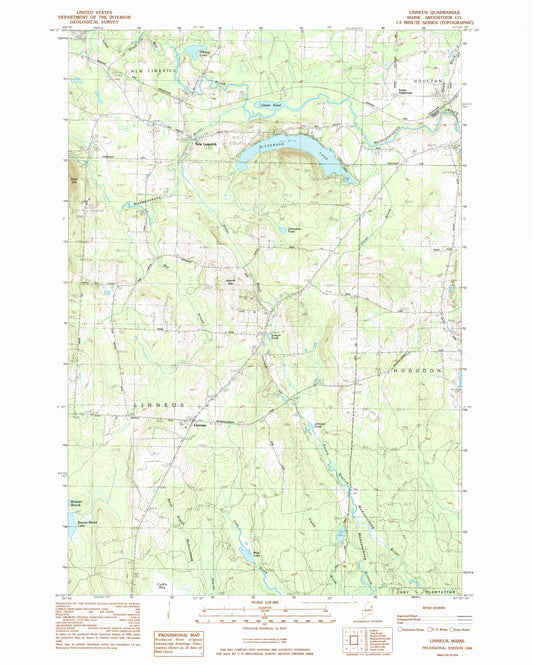 Classic USGS Linneus Maine 7.5'x7.5' Topo Map Image