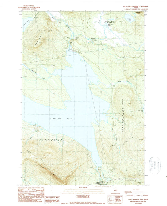 Classic USGS Little Bigelow Mountain Maine 7.5'x7.5' Topo Map Image