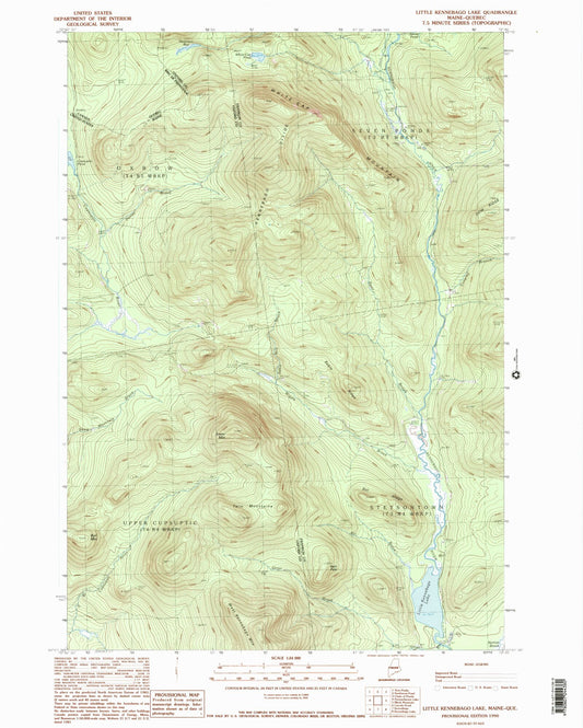 Classic USGS Little Kennebago Lake Maine 7.5'x7.5' Topo Map Image