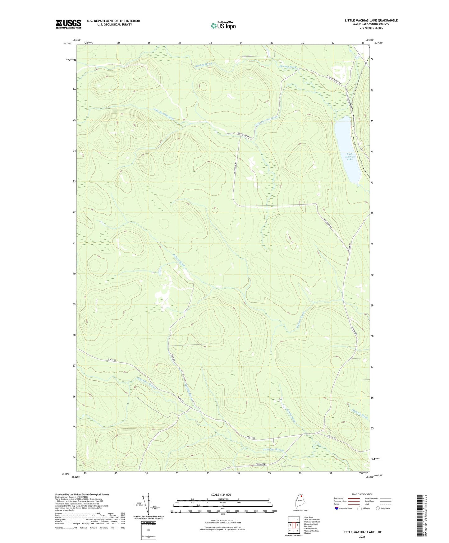 Little Machias Lake Maine US Topo Map Image