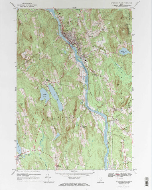 Classic USGS Livermore Falls Maine 7.5'x7.5' Topo Map Image