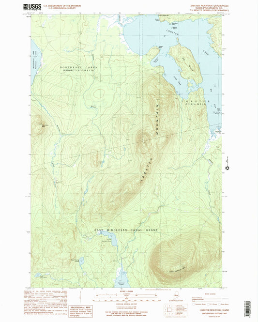 Classic USGS Lobster Mountain Maine 7.5'x7.5' Topo Map Image