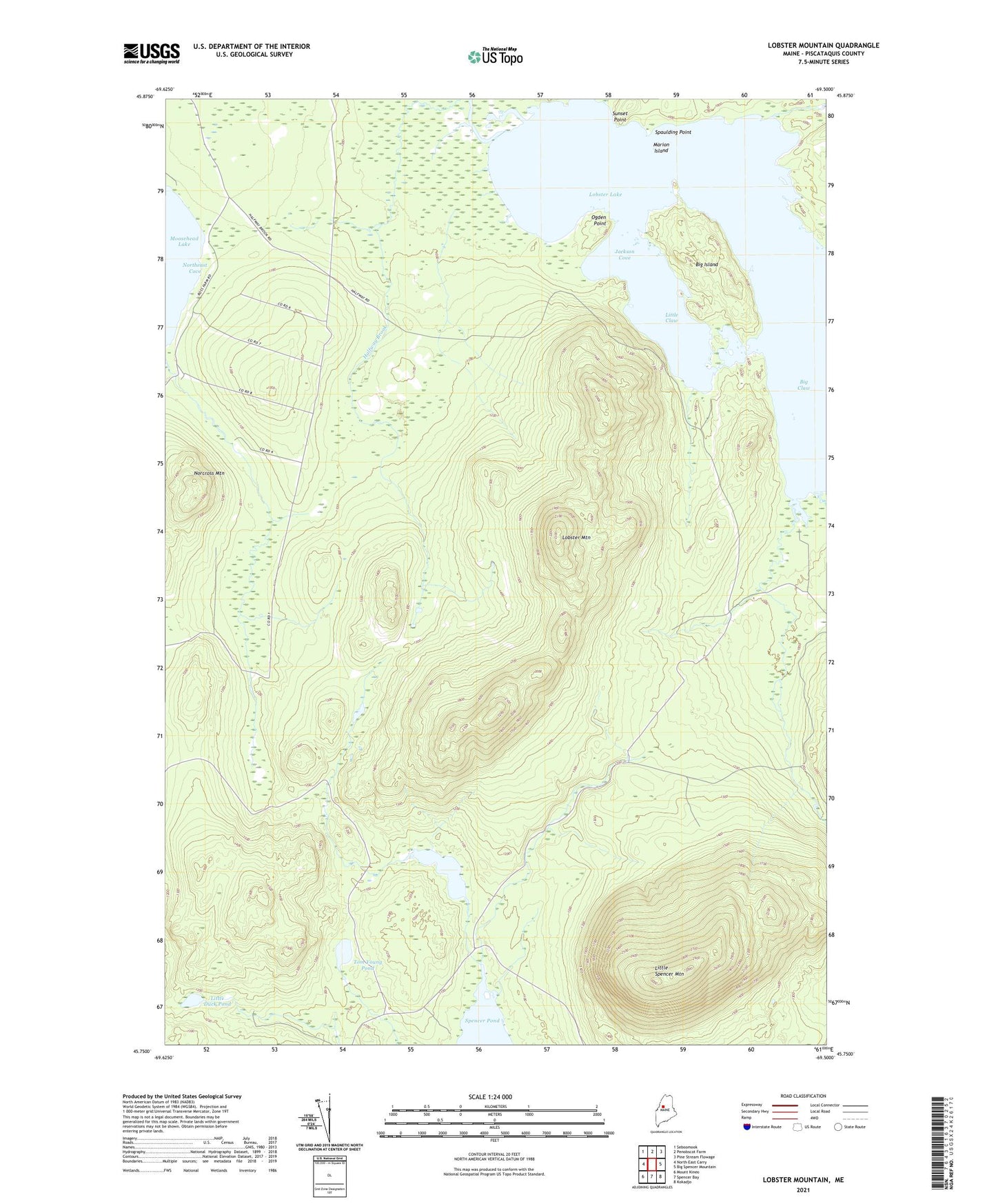Lobster Mountain Maine US Topo Map Image