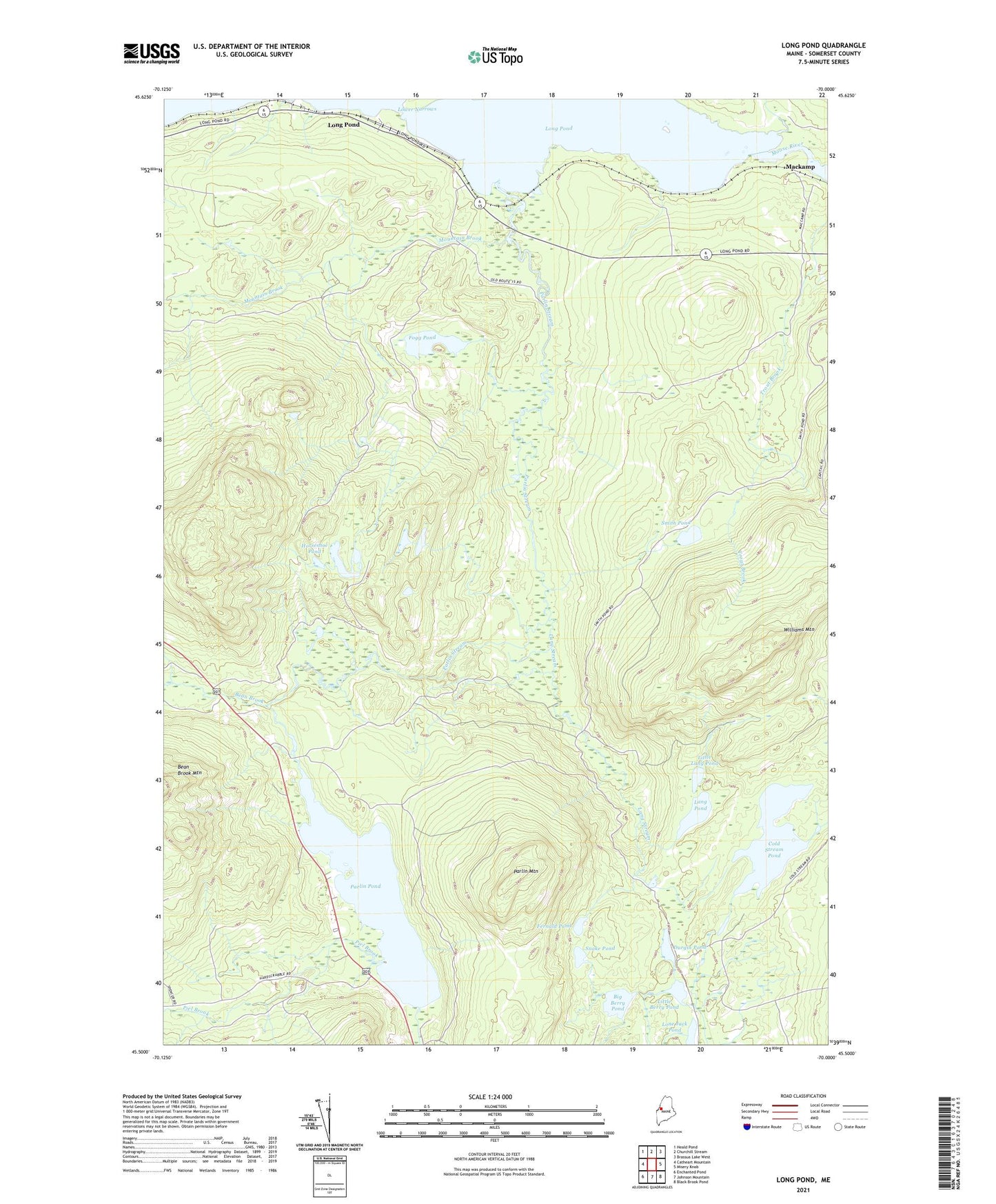 Long Pond Maine US Topo Map Image
