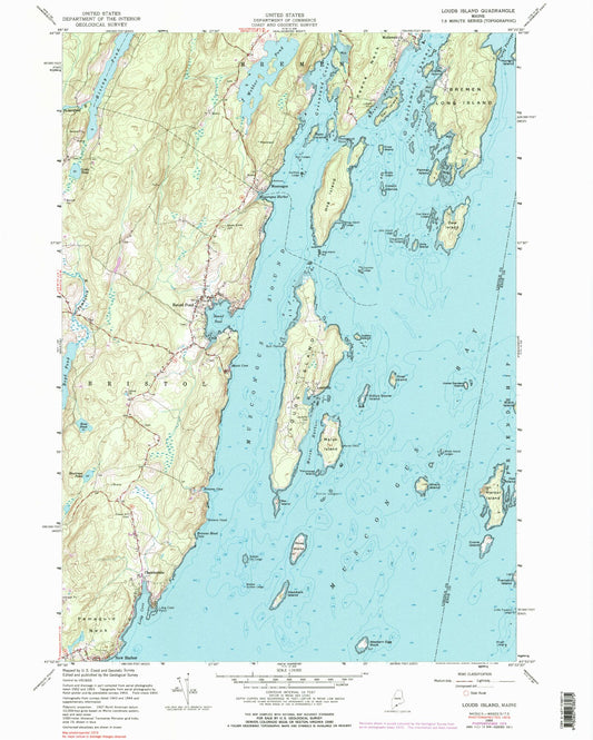 Classic USGS Louds Island Maine 7.5'x7.5' Topo Map Image