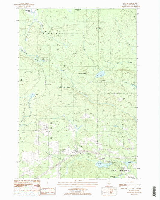 Classic USGS Ludlow Maine 7.5'x7.5' Topo Map Image