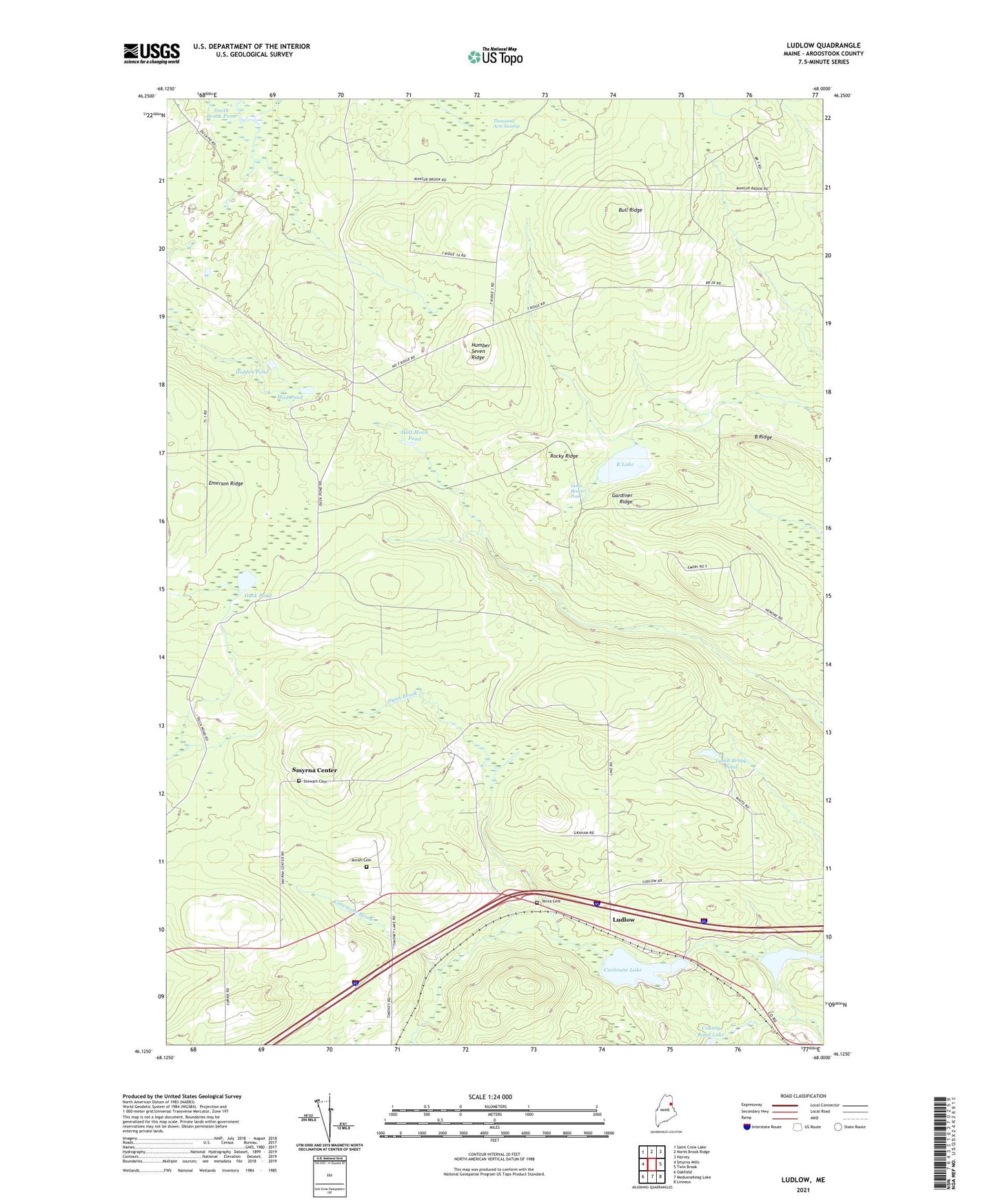 Ludlow Maine US Topo Map Image