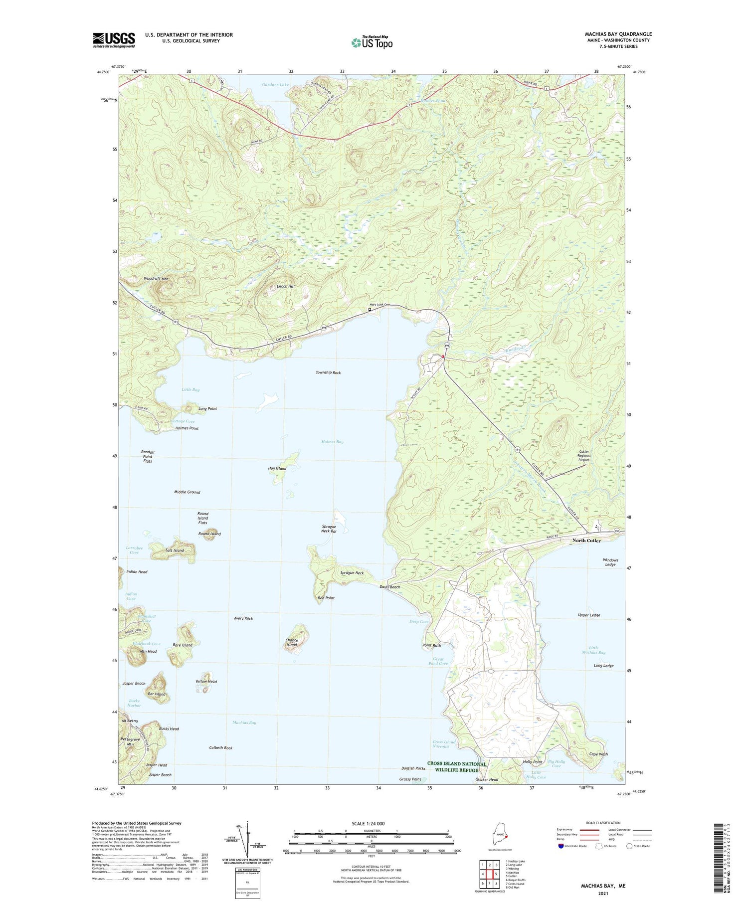 Machias Bay Maine US Topo Map Image