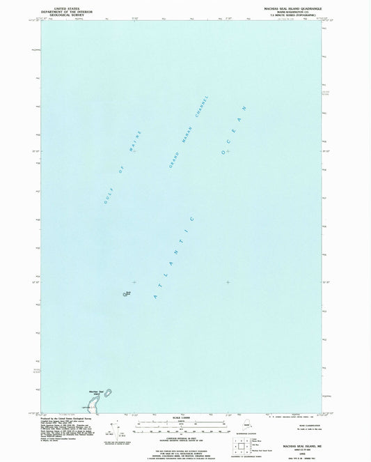 Classic USGS Machias Seal Island Maine 7.5'x7.5' Topo Map Image