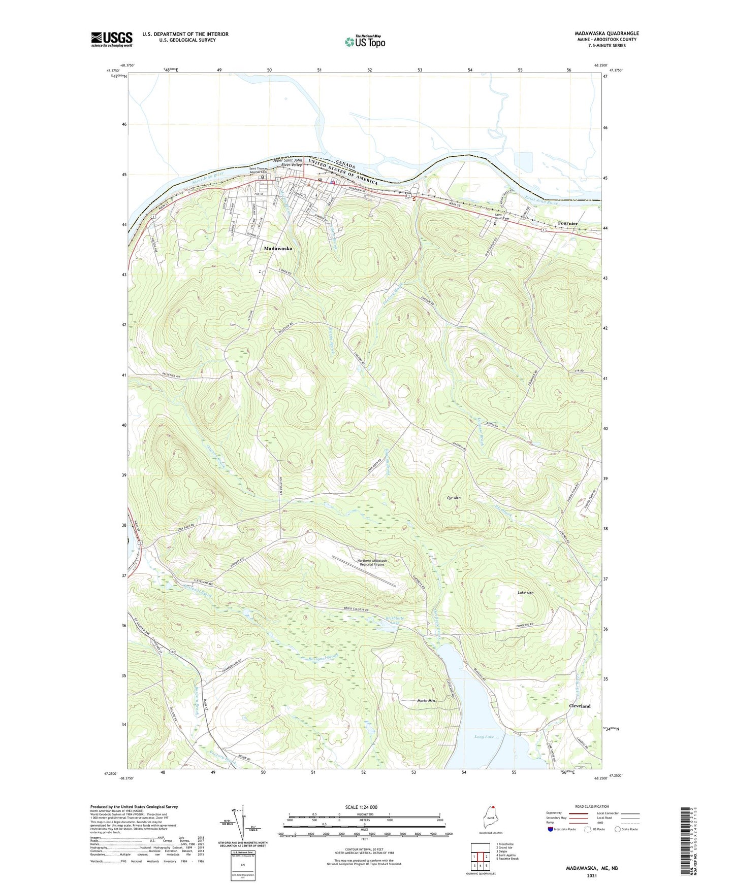 Madawaska Maine US Topo Map Image