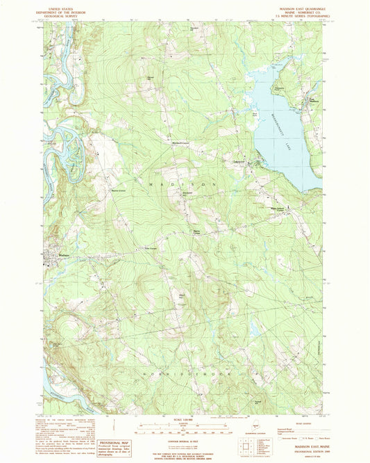 Classic USGS Madison East Maine 7.5'x7.5' Topo Map Image