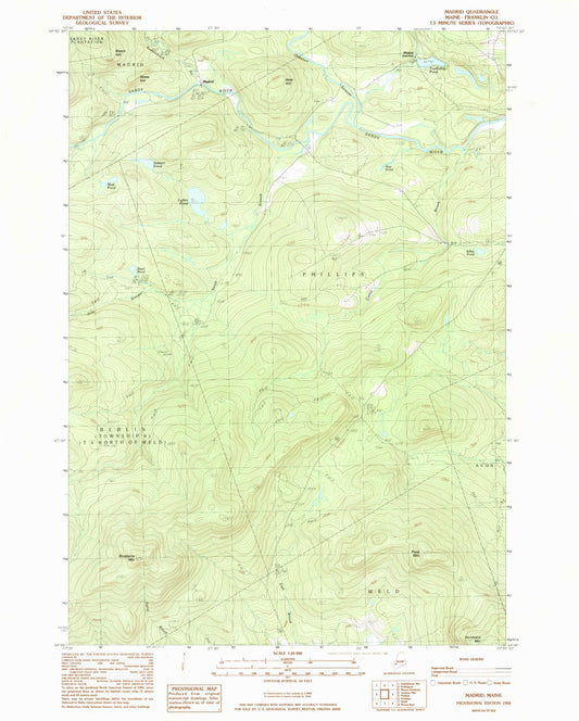 Classic USGS Madrid Maine 7.5'x7.5' Topo Map Image