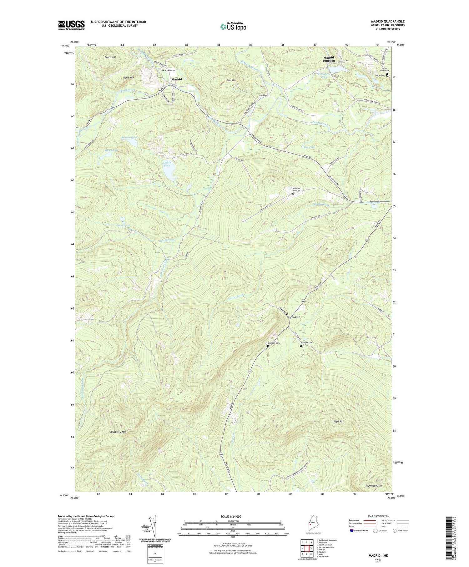 Madrid Maine US Topo Map Image