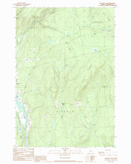 Classic USGS Mahoney Hill Maine 7.5'x7.5' Topo Map Image