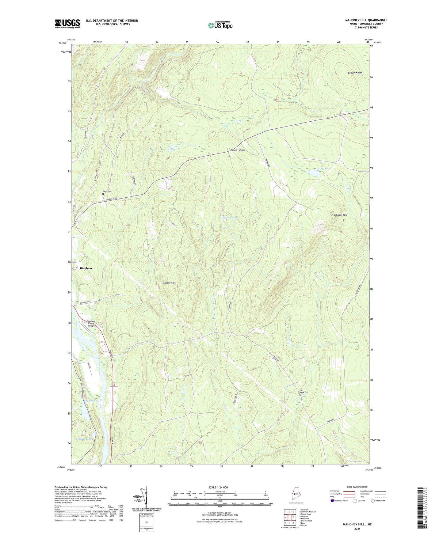 Mahoney Hill Maine US Topo Map Image