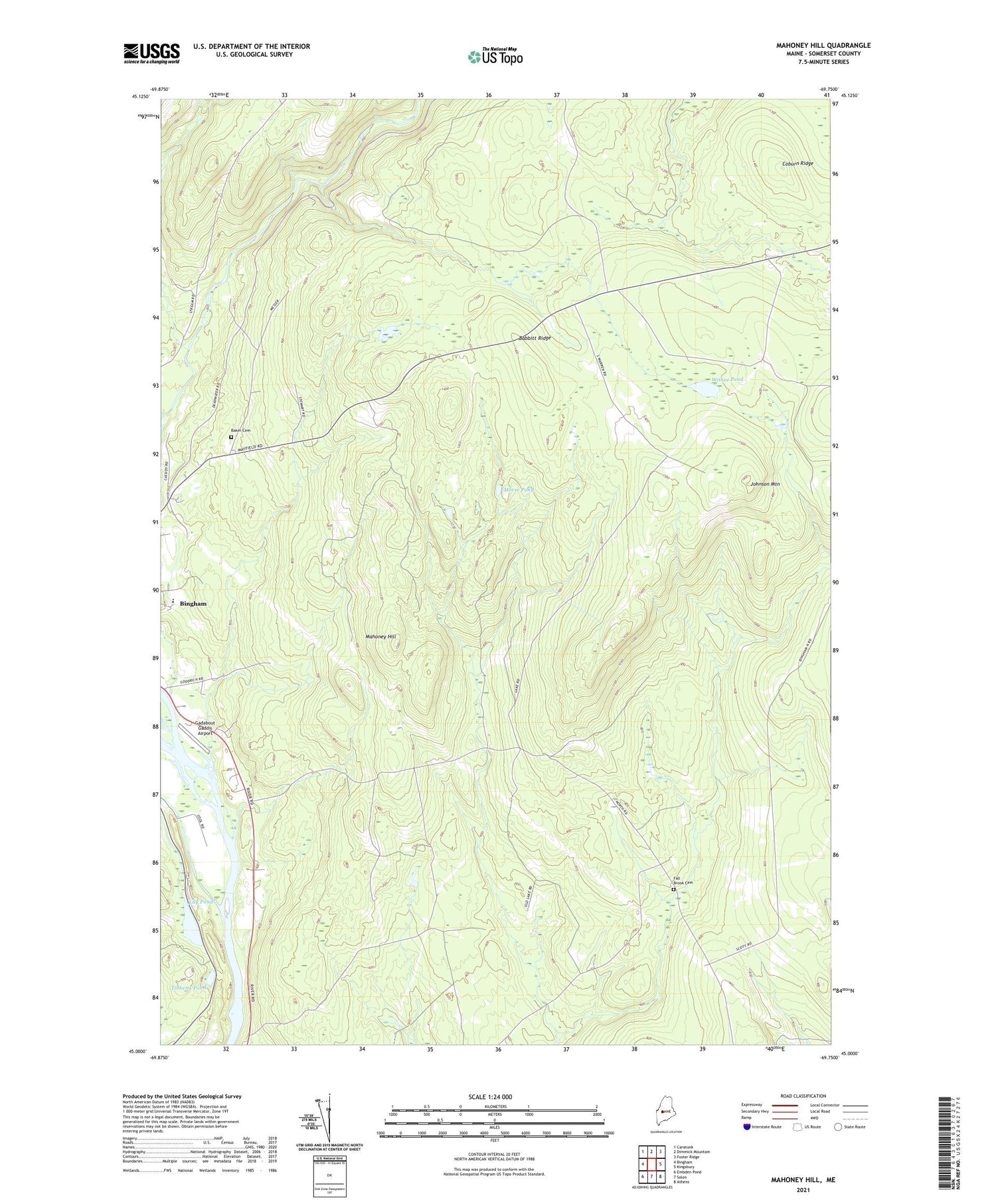 Mahoney Hill Maine US Topo Map Image