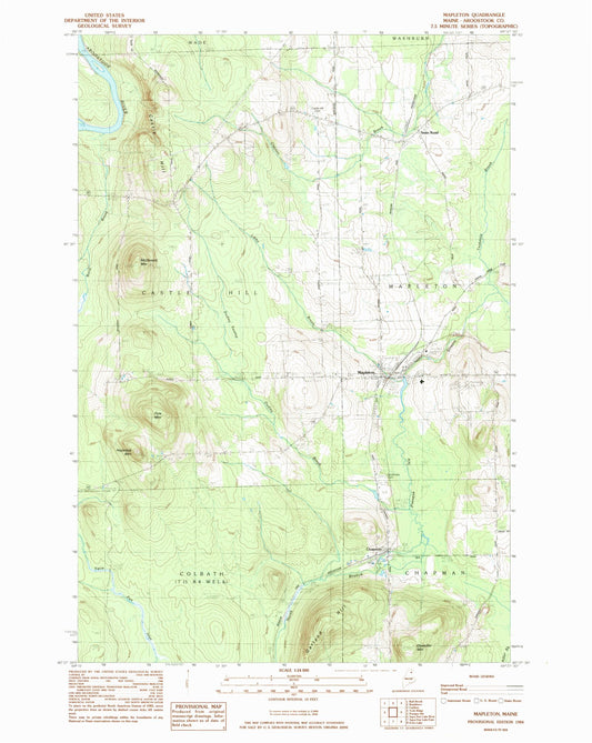 Classic USGS Mapleton Maine 7.5'x7.5' Topo Map Image