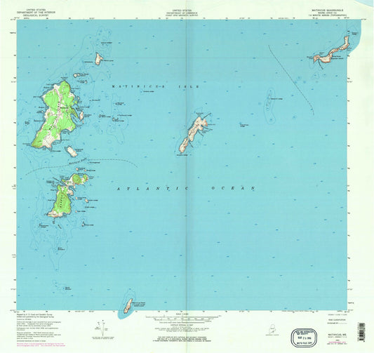 Classic USGS Matinicus Maine 7.5'x7.5' Topo Map Image