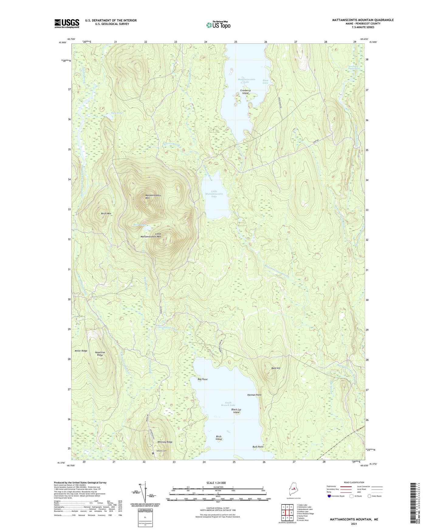 Mattamiscontis Mountain Maine US Topo Map Image