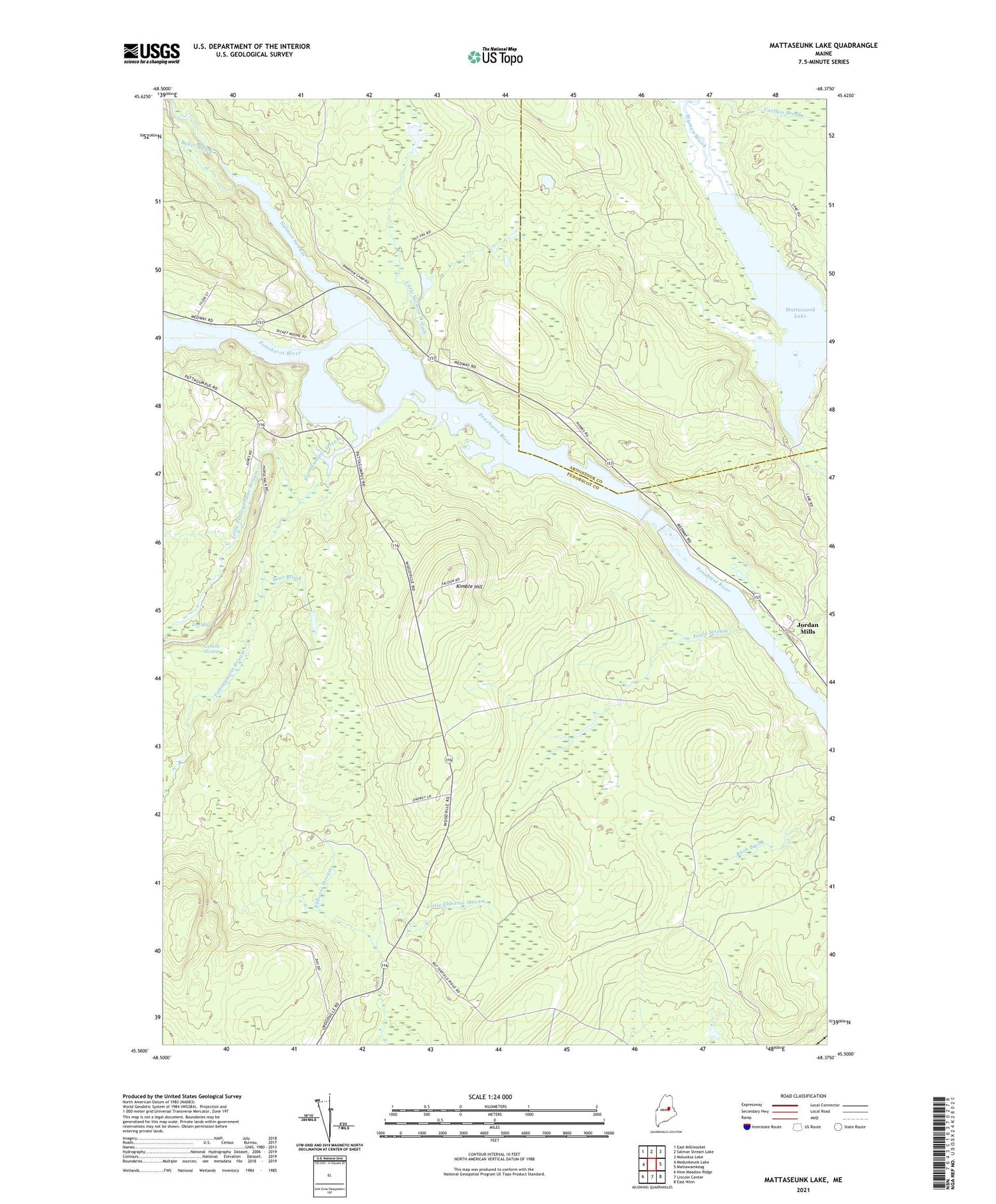 Mattaseunk Lake Maine US Topo Map Image