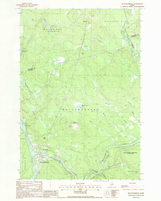 Classic USGS Mattawamkeag Maine 7.5'x7.5' Topo Map Image