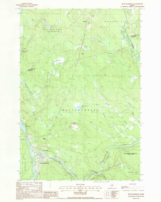 Classic USGS Mattawamkeag Maine 7.5'x7.5' Topo Map Image